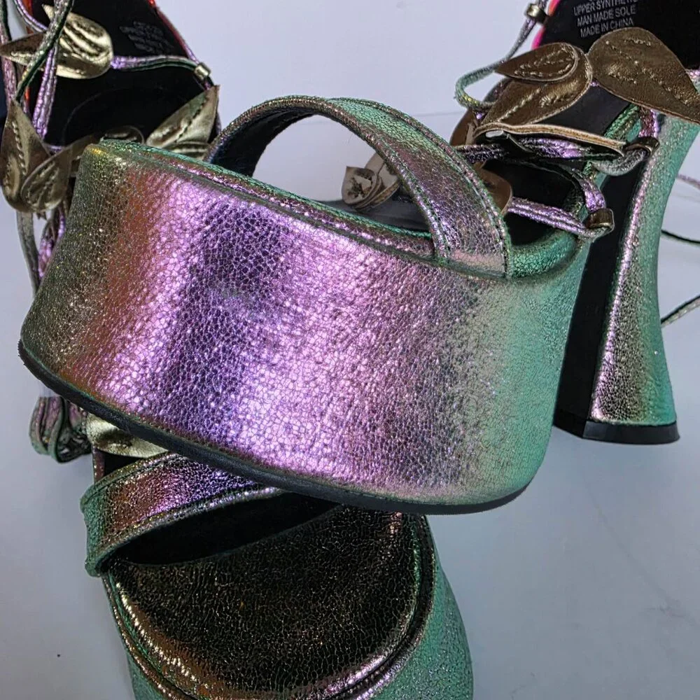 Club Exx Pixie Queen Butterfly Platform Heels Size 5 Iridescent‎ Rave Fairycore